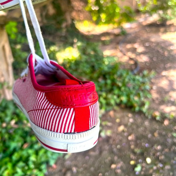Tommy Hilfiger Red and White Striped Sneakers - Picture 2 of 8